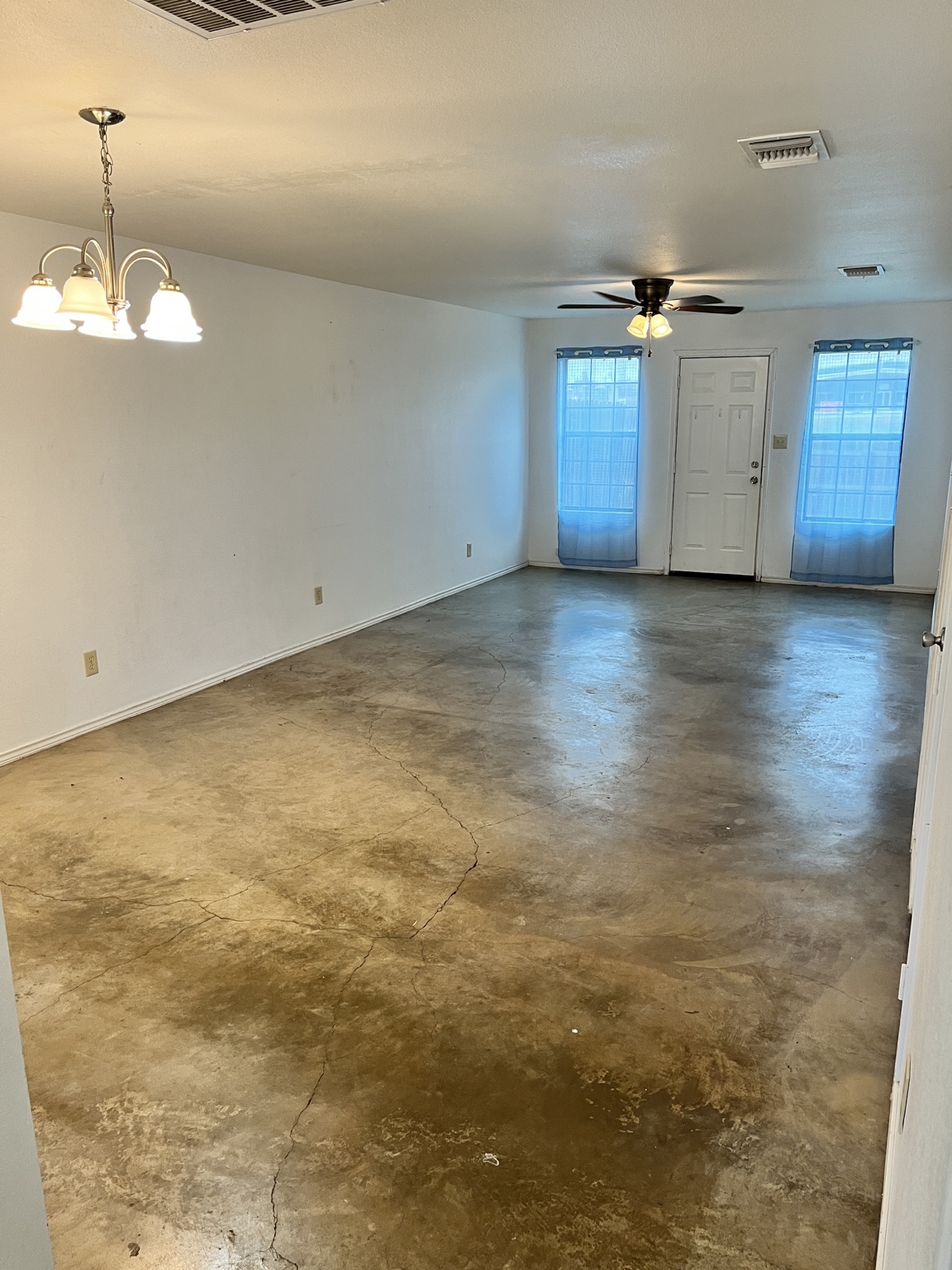 Open living and dining area